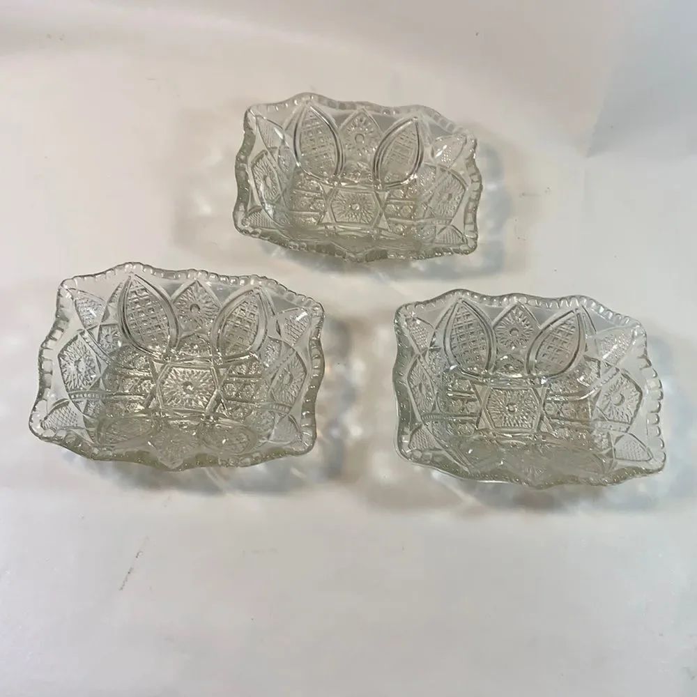 Set 3 Vintage Cut Crystal Trinket Vanity Holders